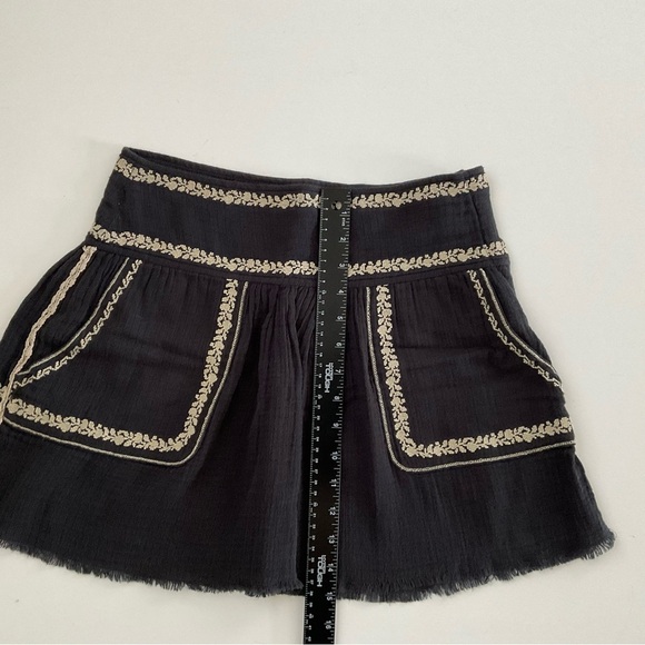 Isabel Marant Etoile Embroided Mini Skirt EU36 M Gray Raw Edge Boho Peasant Chic - Picture 6 of 11